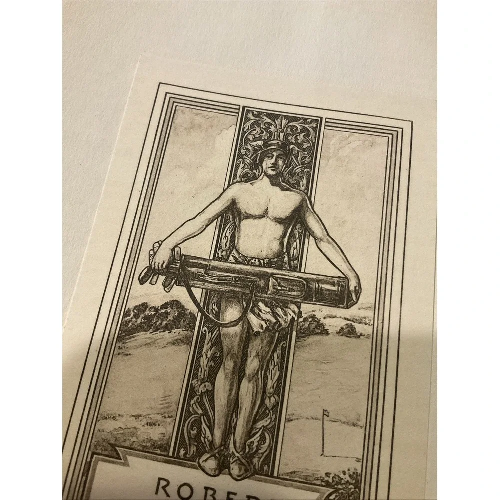Robert Tyre Jones Jr Bobby Jones Bookplate Photogravure E B Bird 1954 Ex‎ Libris